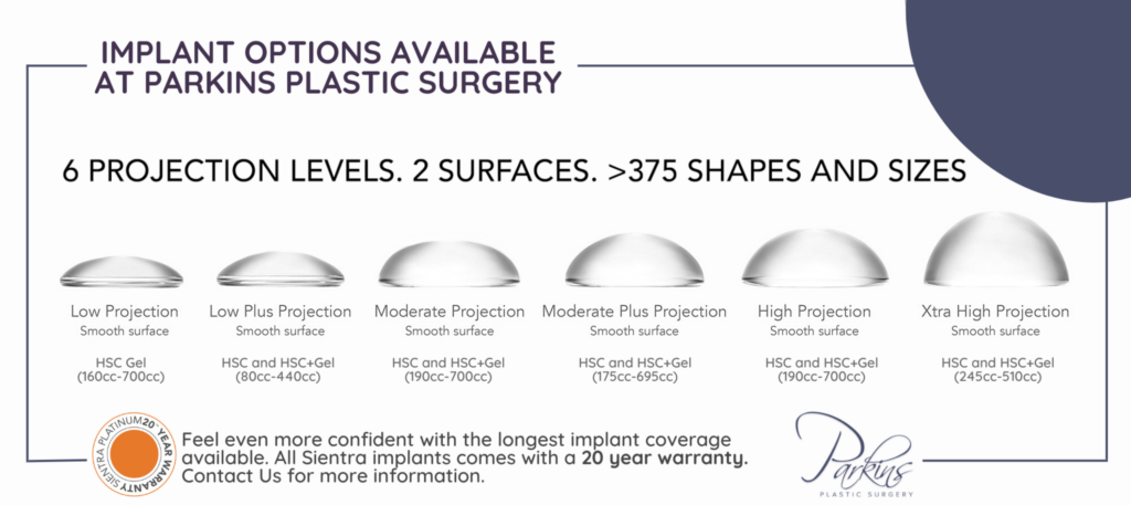 Choose from more than 375 round implant options at Parkins Plastic Surgery in the Milwaukee area.